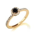 thumbnail image 2 of 1.50 carat Round Cut Black Diamond & White Diamond Halo Engagement Ring in 10k Yellow Gold, 2 of 2