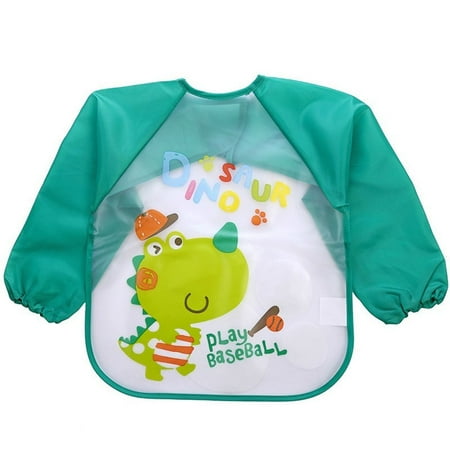 

1PC Cartoon Cute Lovely Baby Bibs Infant Long Sleeve Waterproof Baby Feeding Smock Children Plastic Coverall Bib Toddler Scarf