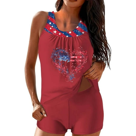 GZWYHT American Flag Swimsuits for Women Usa Bikini Red White and Blue Swimsuit Women High Cut Bikini Sets for Women Thong Bikini Sets for Women Red M