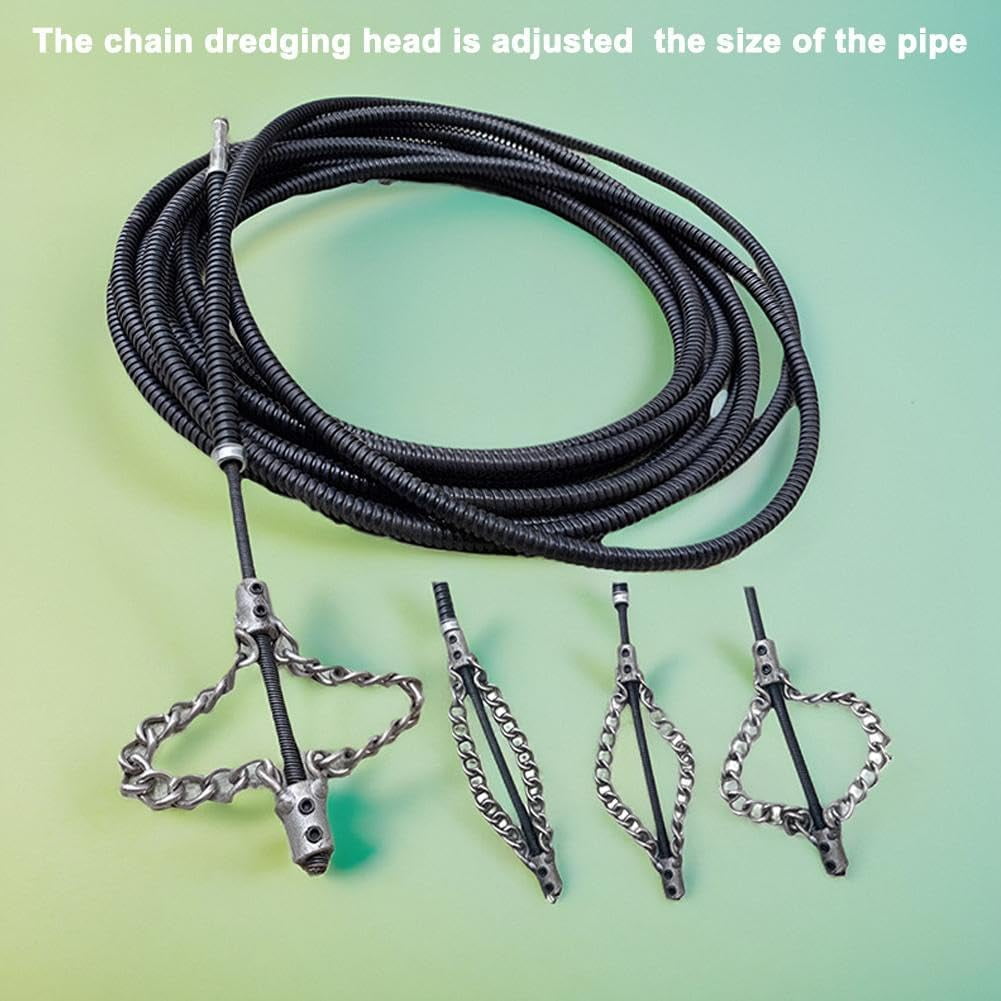Rotary Sewer Descaling Chain Tool, Push-Type Drain Cleaner for PVC Pipes & Pipeline Maintenance, 1.5M Spring(RL 1 Set)