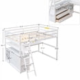 thumbnail image 2 of Harper & Bright Designs Wooden Full Size Loft Bed with Stair and Desk, High LoftBed with Storage Shelve and Two Drawers for Bedroom, White, 2 of 15