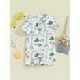 thumbnail image 3 of ZINTAOZT Toddler Baby Boy One Piece Swimsuit Dinosaur Print Zipper Rash Guard Bathing Surfing Suit Swim Beachwear 0-3T, 3 of 8