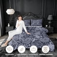 thumbnail image 3 of meiyoeat Navy Paisley King Size Comforter Sets,Vintage Print Comforters King Size For Men Women,Black Reversible,3pcs,1 Comforter and 2 Pillowcases, 3 of 7