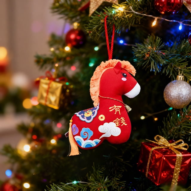 4.72inches/12cm Cartoons Pendant Cute Little Horses Pendant Doll Christmas Decoration Pendant Toy Spring Festival Dolls 2026 Year Of The Horses Gift