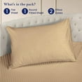 thumbnail image 4 of 500-TC Egyptian Cotton Twin Round Bed Sheet Set – Fits 72" Diameter Mattress, 25-30" Deep Pocket – Stripe Taupe, Twin 72" Diameter, 4 of 6