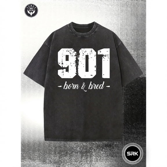 Washed 901 Born And Bred Graphic Vintage Oversized Grunge Y2K Short Sleeve Crewneck Cotton Unisex Men's Women's Tee Shirt