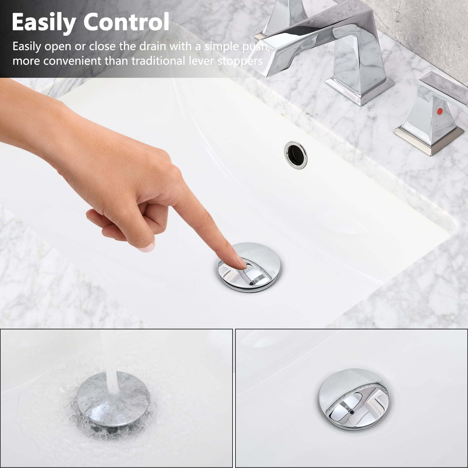 Pop-Up Bathroom Sink Drain With Overflow