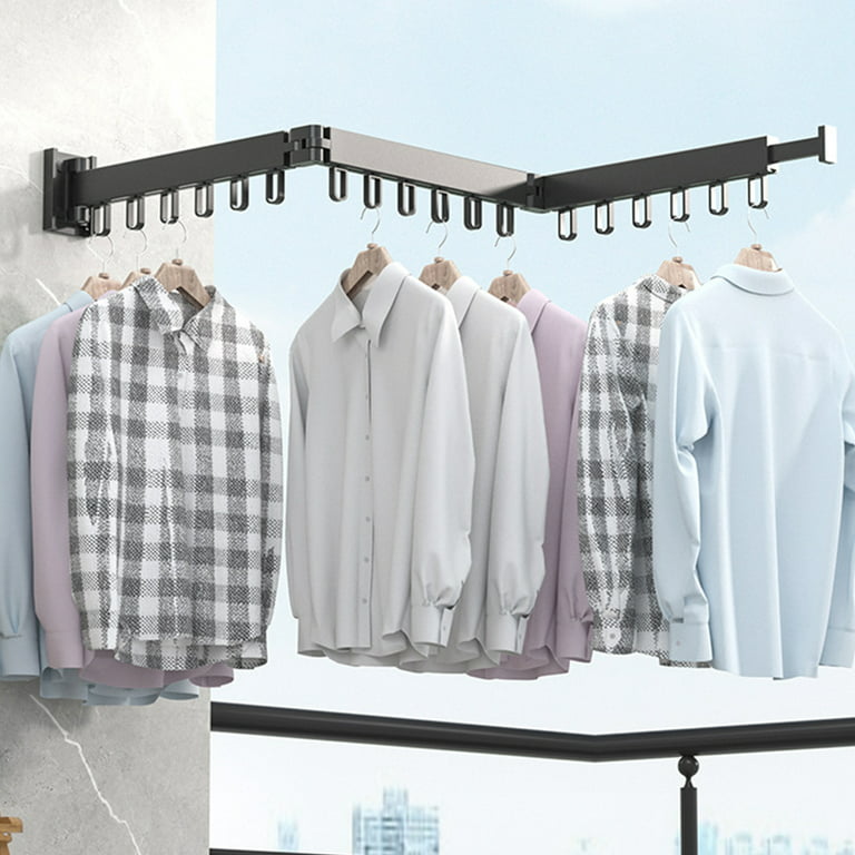Retractable Clothes Line Laundry Magic Drying Rack Hanger Wall Indoor  Outdoor