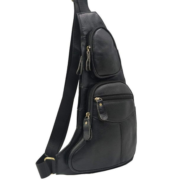 Mochila bandolera de piel Hebetag con bandolera para hombre y mujer