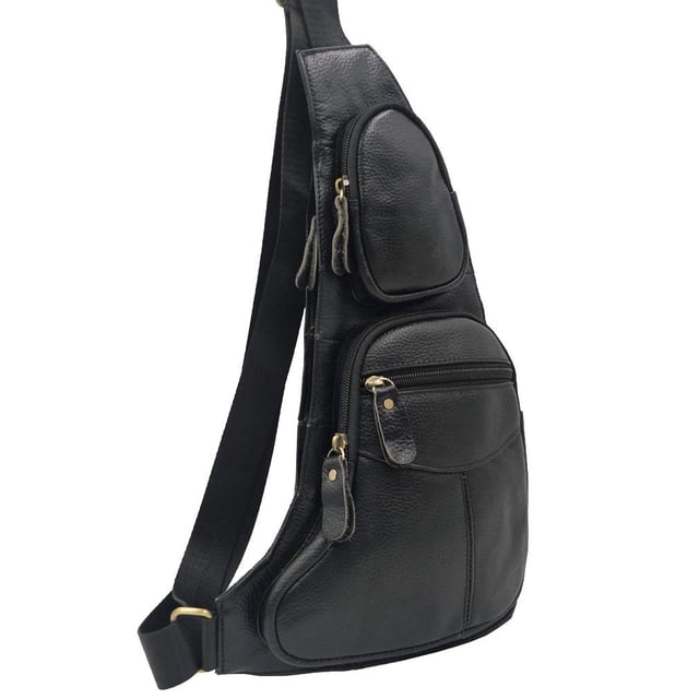 Mochila bandolera de piel Hebetag con bandolera para hombre y mujer