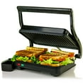 thumbnail image 1 of Ovente GP0620B 2 Electric Panini Press Grill and Gourmet Sandwich Maker with Auto Shut-Off, Drip Tray Included, Nickel Brushed, 2-Slice (Black), 1 of 5