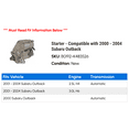 thumbnail image 2 of Starter - Compatible with 2000 - 2004 Subaru Outback 2001 2002 2003, 2 of 2