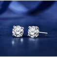 thumbnail image 3 of JeenMata 4 Prong 2 Carat Round Shaped Moissanite Solitaire Stud Earrings in 18k White Gold Plating for Women, 3 of 8