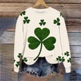 thumbnail image 2 of Wo-Fusoul Chandail de la Saint-Patrick pour Femmes, Trèfle Imprimé Coupe Ample Col Rond Manches Longues, Vert, 2 of 8