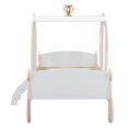 thumbnail image 6 of Euroco Wood Twin Size Princess Carriage Bed with Crown, Fairy tale Twin Platform Pumpkin Carriage Bed for Girls, White&Pink, 6 of 12