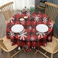 thumbnail image 3 of Red and Black Christmas Snowflake Pattern Round Tablecloth 60"x60",Wrinkle Wipeable Table Cloth for Kitchen Dining Room Picnic Patio Party, 3 of 6