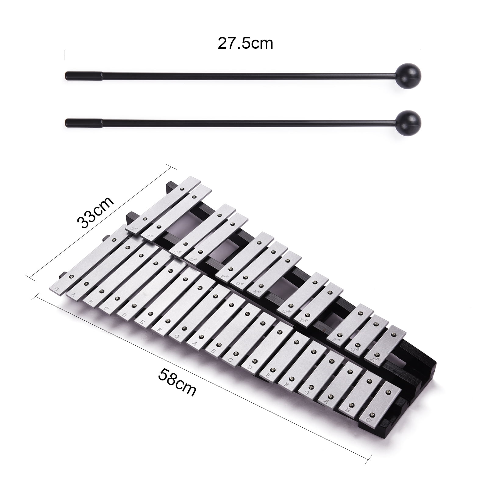 Xylophone Instrument Foldable 30 Note Glockenspiel Xylophone Wooden Frame Aluminum Bars Percussion Musical Instrument With Carrying Bag