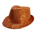 thumbnail image 2 of Western Fashion Chapeau Fedora à Sequins (Orange), 2 of 3