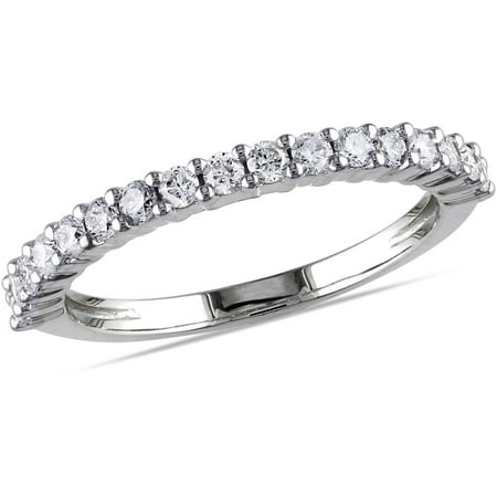 Miabella 1/2 Carat T.W. Diamond 14kt White Gold Semi-Eternity Anniversary Ring