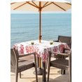 thumbnail image 3 of Outdoor Tablecloth with Umbrella Hole for Patio/Picnic/Party/Camping, Nautical Coastal Waterproof Table Cloth Square Cover Washable, Red Marine Starfish Coral Summer Ocean (54"x 54"), 3 of 8