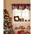 thumbnail image 4 of Christmas Snowman Tie Up Valances Curtain, Xmas Winter Snow Wreaths Lights Red Plaid Adjustable Rod Pocket Short Window Treatment Tie Up Curtains Valances for Kitchen Living Room Bathroom 42x18 In, 4 of 9