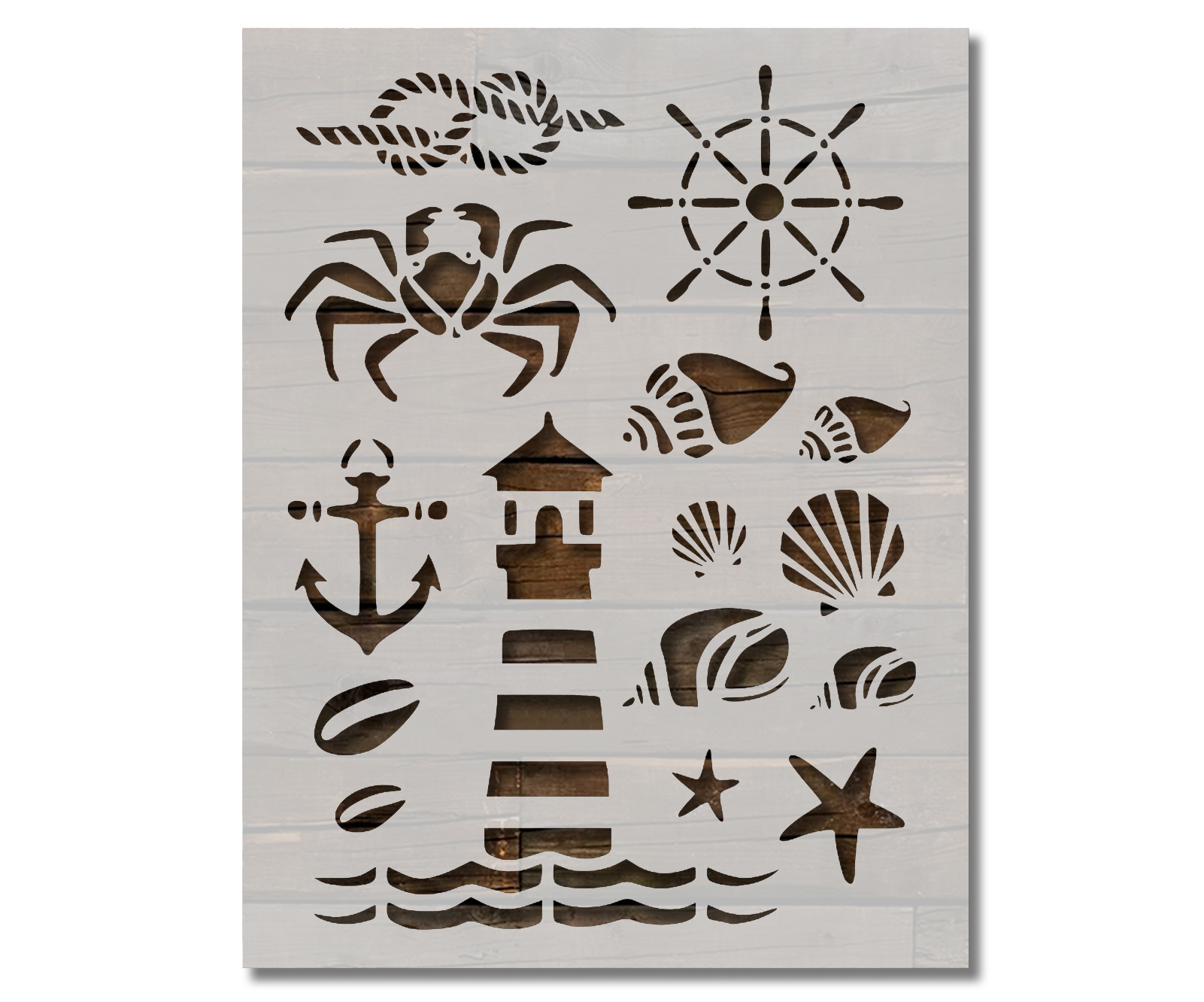 Nautical Rope Crab Sea Shells Lighthouse Anchor Stencil Template Nautical Rope Crab Sea Shells Lighthouse Anchor Stencil Template