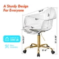 thumbnail image 2 of Clear Desk Chair, Adjustable Acrylic Home Office Chair with Wheels, Swivel Vanity Rolling Chair Swivel Task Chair for Office, Home, Make Up, Small Space, Bed Room(Gold), 2 of 7