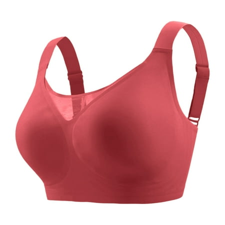 HZLPFO Womens Seamless Bra Comfort Push Up Bras Wireless Bralette Full Coverage Sport Everyday Bra Red 2XL