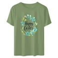 thumbnail image 4 of UPPADA Easter Femmes Oeufs Imprimé T-Shirts Heureux Easter Graphique Bunny Lapin Mignon T-Shirts Manches Courtes Décontracté Col Rond T-Shirts Été Basique Coupe Régulière Chemises Vert,P, 4 of 5