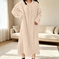 thumbnail image 5 of Ohufall Pajamas Dress for Women Warm Winter Fleece Bathrobe Nightgown Loungewear Crew Neck Long Sleep Robe, 5 of 9