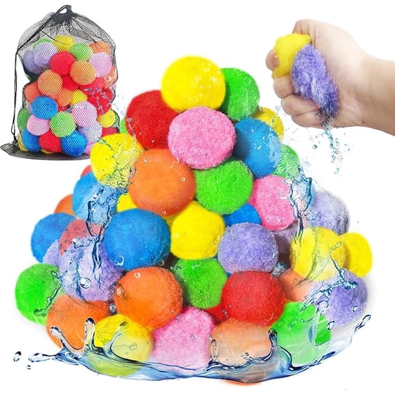 50PCS Reusable Water Balls, Soft Sponge Soaker Balls for Teens, Outdoor Water Toys for Summer Backyard, Pool, Beach & Lawn Games
