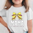 thumbnail image 2 of Girls Softball T-Shirt White Softball Bow Graphic MAMA Distressed Lettering Stretchy Breathable Crew Neck Polyester Spandex Youth Sizes 110-170,Size 11-12T, 2 of 6