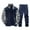 Dark Blue, variant on Men’s Two Piece Tracksuit Set Full Zip Stand Collar Jacket and Drawstring Pants Camouflage Print Casual Outfit