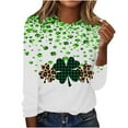 thumbnail image 2 of St. Patrick's Day Shirts for Women Long Sleeve Tops Crewneck Pullover Tshirt Green Shamrock Graphic Tees Green Clover T Shirt, 2 of 5
