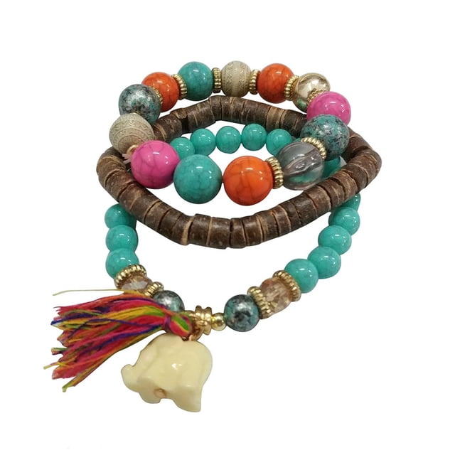 Women Multilayer Beads Bead Handmade Bracelets Florid Cool Multicolor BraceletBU