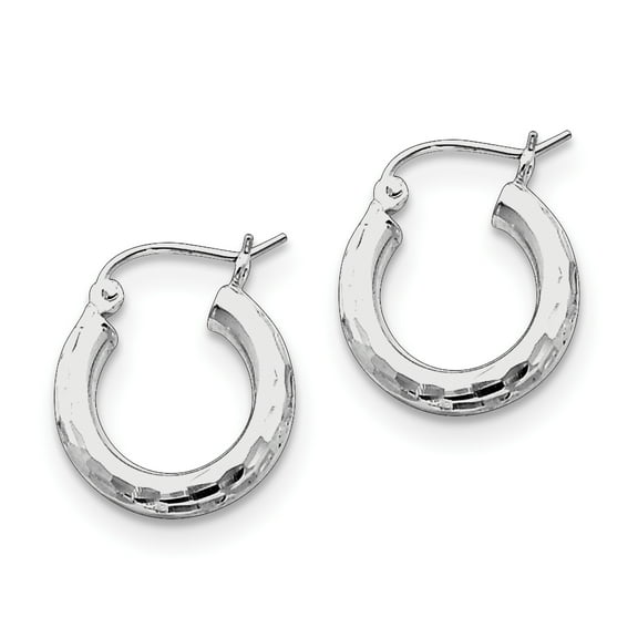 Primal Silver Sterling Silver Rhodium-plated 3.00mm Diamond-cut Hoop Earrings