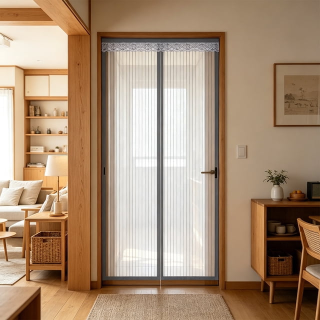 Puerta mosquitera magnética de alta resistencia con malla de fibra de vidrio – Cierre magnético de marco completo con autosellado, se cierra con un simple clic sin necesidad de usar las manos, mant