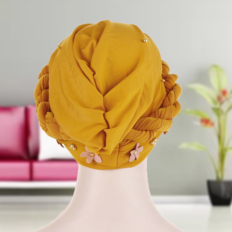 9 Pcs Women Turban Headbands Silky Fiber Faux Pearl Stretch Hair Wrap SPRING PARK Women Faux Pearls Flowers Twist pleated Hair  main image 4