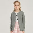 thumbnail image 6 of KEXE Sweaters For Girls Girls Black Cardigan Girls Cardigan Sweaters School Uniform Sweater V Neck Button Front Outerwear Light Gray 9-10 Years, 6 of 7