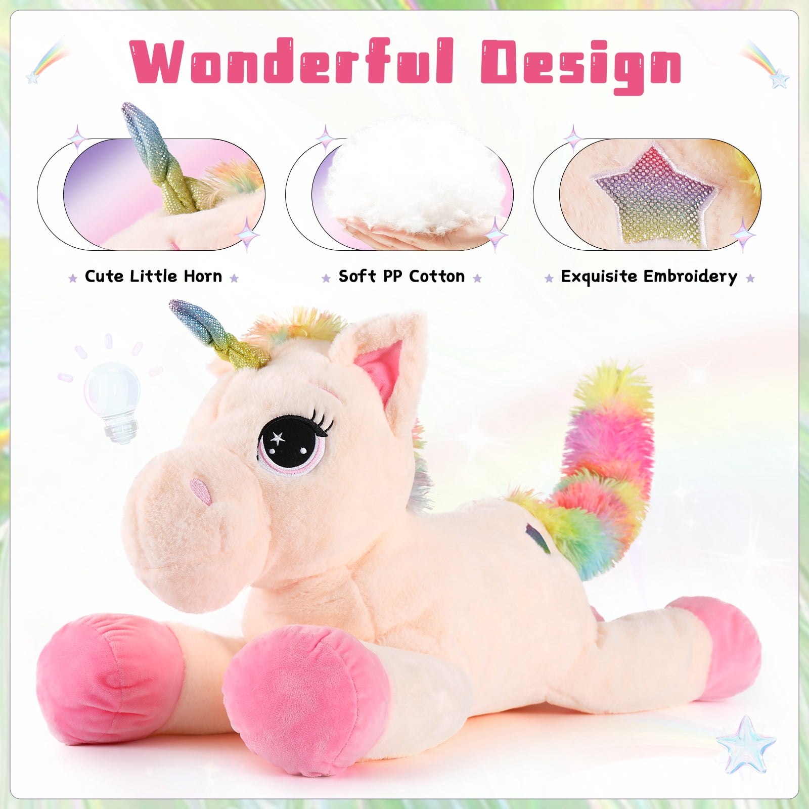 MorisMos Giant Unicorn Stuffed Animal 24'' Soft Unicorn Plush Toy