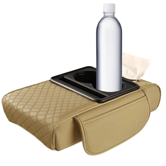 Car Armrest Cover with Cup Holder, Car Armrest Cushion with Cup Holder – Center Console Organizer Cover with Storage Box, Arm Rest for Cars, SUVs and Trucks