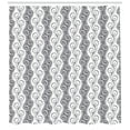 thumbnail image 3 of Retro Shower Curtain, Continuous Vertical Stripes with Swirls and Dots Pattern Doodle Ornamentation, Fabric Bathroom Set with Hooks, 69W X 84L Inches Extra Long, Grey and White, by Ambesonne, 3 of 3
