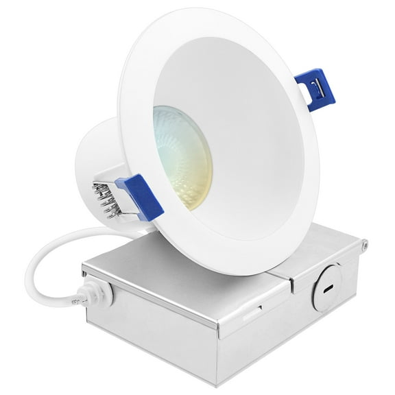 Luxrite 4" LED Recessed Ceiling Light J-Box 12W 5CCT 1160 Lumens Dimmable Canless Downlight Wet Rated IC Rated ETL