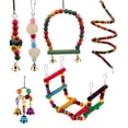 thumbnail image 1 of 6 Pcs Bird Parrot Toys, Bird Swing Toy Colorful Chewing Hanging Hammock Swing Simple Bell Small String Bird Toys For Parrots, Conure, 1 of 7
