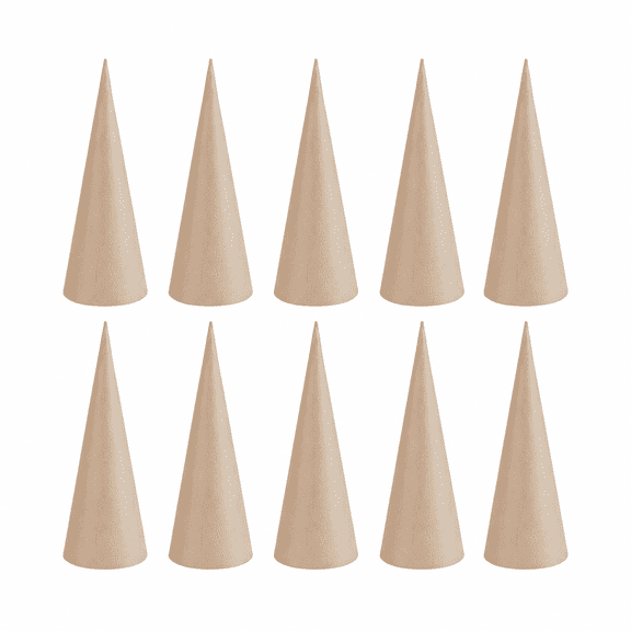 Factory Direct Craft Paper Mache Doll Cones, Set of 10, 13.75 Inch Unfinished Craft Forms
