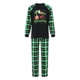 thumbnail image 2 of EYIIYE Christmas Family Pajamas Matching Set, Long Sleeve Letters Print T-shirt with Plaid Pants Sleepwear Loungewear, 2 of 10