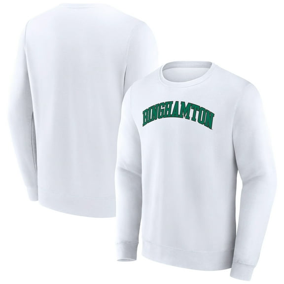 Men's Fanatics White Binghamton Bearcats Short Name Pullover Sweatshirt