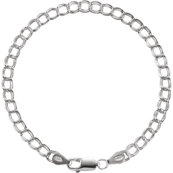 Sterling Silver 4mm 7 Inch Curb Charm Bracelet - 2.6 Grams
