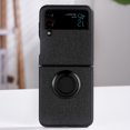 thumbnail image 1 of Allytech Case for Samsung Galaxy Z Flip4 5G (Release 2022) ,Classic Cloth Texture PU Leather Portable Finger Ring Kickstand Shockproof Folding Phone Case Cover,Black, 1 of 12