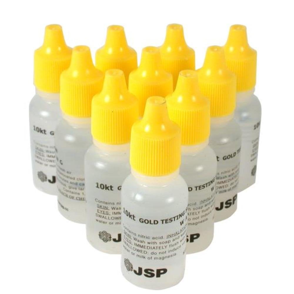 10k Gold Testing Acid 10 Bottles, This is a new set of ten bottles of 10 karat gold testing